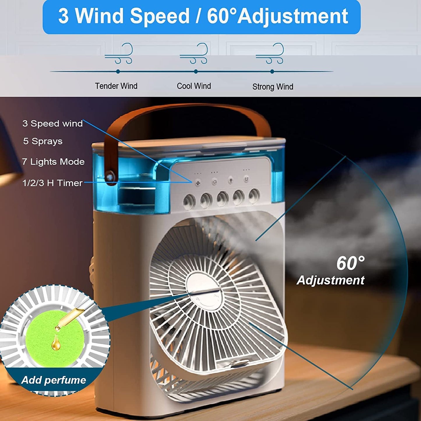 CoolerMist™️ Portable 4-in-1 Mini Air Cooler Fan