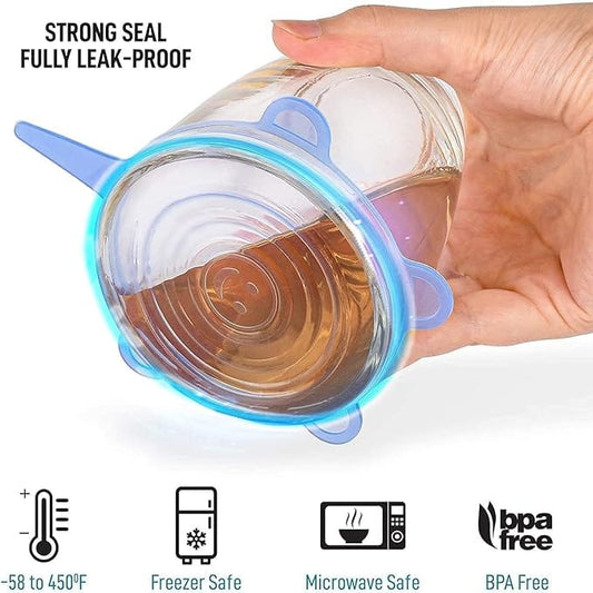 Reusable Silicone Stretchable Lids (6 Pcs Pack)