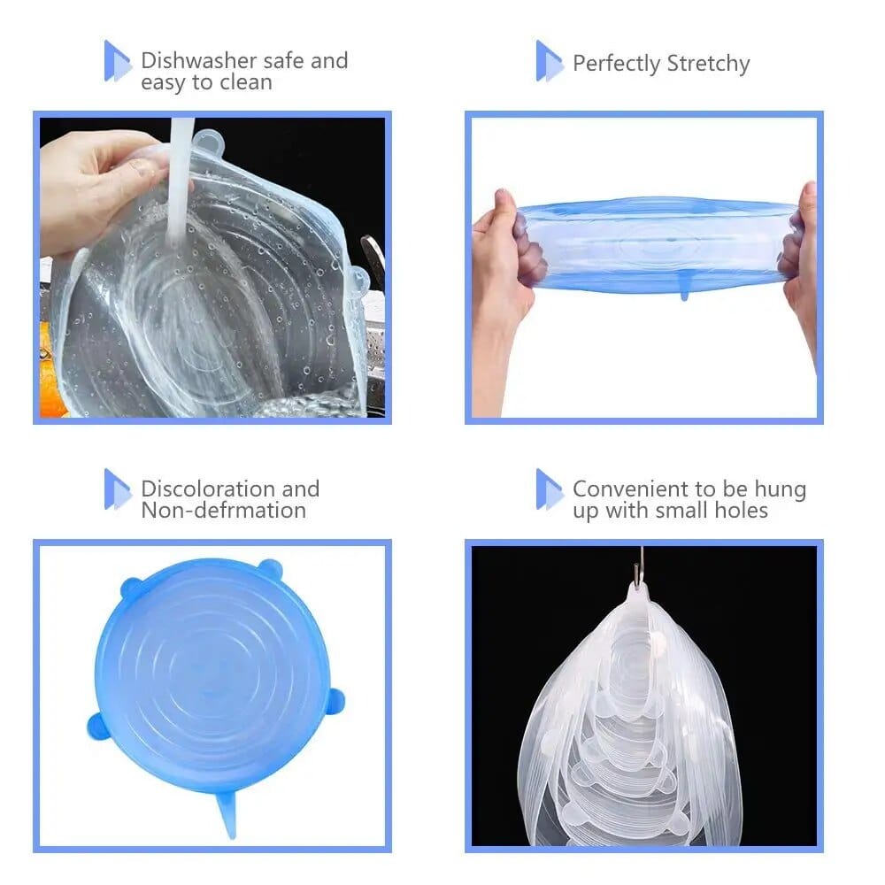 Reusable Silicone Stretchable Lids (6 Pcs Pack)