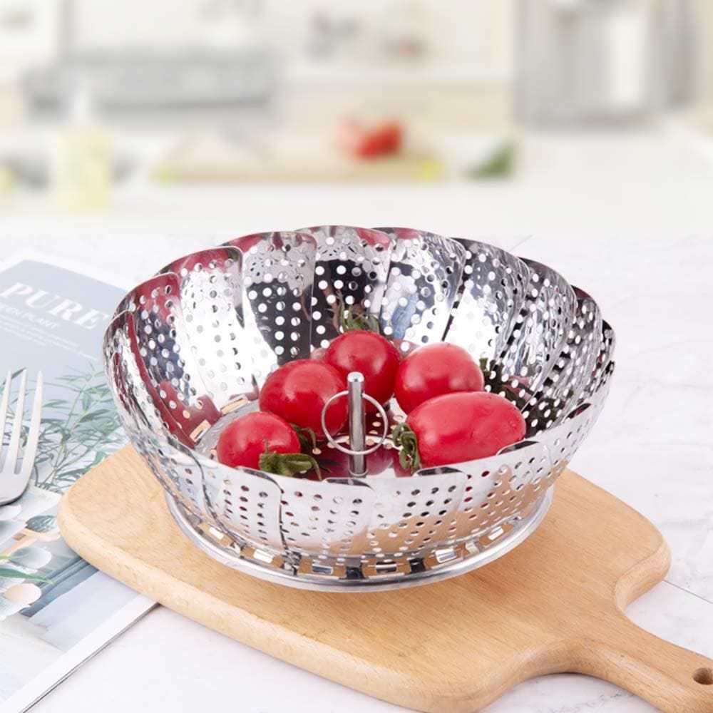 Stainless Steel Steamer basket for Veggie/Seafood with Safety Tool Zaavio®