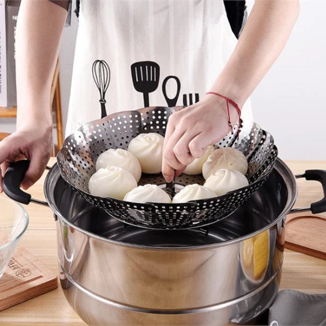 Stainless Steel Steamer basket for Veggie/Seafood with Safety Tool